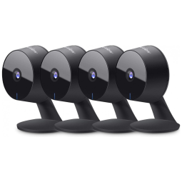 Câmeras de Segurança Interna 1080P com Fio e Detecção de Movimentos, Visão Noturna, 4 Pcs, LaView, Preto