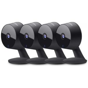 Câmeras de Segurança Interna 1080P com Fio e Detecção de Movimentos, Visão Noturna, 4 Pcs, LaView, Preto