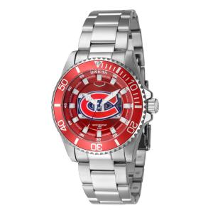 Relógio Feminino NHL Montreal Canadiens, Invicta ZG42229, Prata e Vermelho