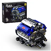 Kit STEM Modelo de Motor V8 UNCLE BRICK Motorizado com 1288 Peças para Montagem e Simulação de Funcionamento