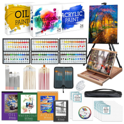 Kit de Pintura Conjunto Artístico com 131 Peças, Inclui 72 Tintas, JUMBL, Marrom