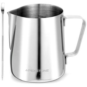 Jarra Leiteira Cremeira 350 mL Aço Inoxidável de Grau, APEXSTONE 8541933884, Prateado