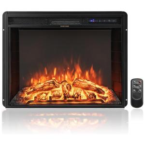 Lareira Elétrica de Embutir A53x68L cm com 2 Cores de Chama, 4 Opções de Brilho, Temporizador de 5H e Controle Remoto, 110V 1500W, COSTWAY