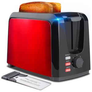 iFedio Torradeira de 2 Fatias com 7 Níveis de Tostagem, 750W, 110V, Vermelha