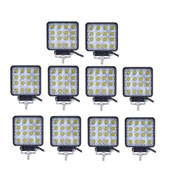 Farol de Milha LED Off Road com 3520 Lúmens e Luz Branca a Prova dÁgua IP68 12V, 48W, 10 Un, Turboo, Preto