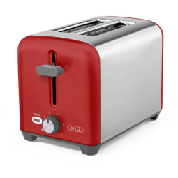 Torradeira Elétrica 2 Fatias com 6 Níveis de Tostagem e Bandeja de Migalhas Removível, 110V 750W, BELLA, Vermelha