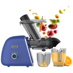 Centrifuga de Frutas de Prensa Fria com Vários Filtros, Fácil de Limpar e Calha de Alimentação Larga, 110V 150W, Prontogoods, Azul