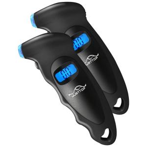 Manômetro Digital de Pressão de Pneus JUSTTOP, Pacote com 2 Unidades, 150PSI, 4 Configurações para Carros, Caminhões e Bicicletas