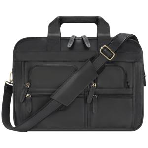Bolsa Maleta de Couro Masculina para Laptop, JACKCHRIS, Marrom