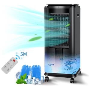 Estrela antártica Climatizador Portátil de Mesa, Capacidade 7L, 3 Velocidades, Preto