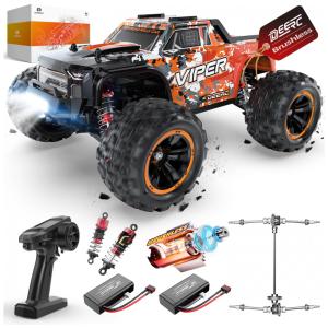 Carro de Controle Remoto com Tração nas 4 Rodas, Atinge 52 km/h, DEERC H16R, Laranja e Preto