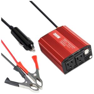 Inversor de Potência 300W DC 12V para AC Porta USB 4.8A Tomada AC, 110v, TREE.NB, Vermelho