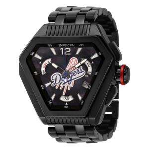 Relgio masculino MLB Los Angeles Dodgers Swiss Ronda Z60 calibre com mostrador em madreprola - 53 mm. Preto 42639