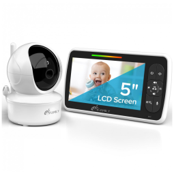 Babá Eletrônica iFamily com Tela de 12,7 cm e Bateria de 30h - Controle Remoto PTZ, Áudio Duplo, Visão Noturna, Termômetro, Alcance 300m