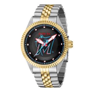 Relgio masculino MLB Miami Marlins - 43 mm. Ao. Ouro 42939