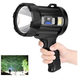 Lanterna LED Recarregável, 20 Horas de Ação, USB e 9.000 Lúmens, GRC, Preto