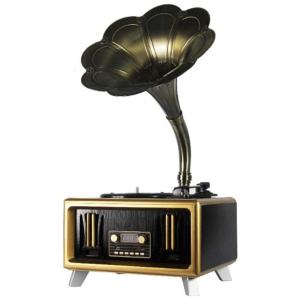 Gramofone Toca Discos Retro com Bluetooth, 110V, ZEDARO, Preto