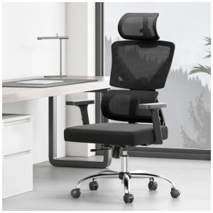 Cadeira de Escritório Ajustável com Apoio para Lombar, HBADA, Cinza