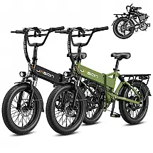 Bicicleta elétrica dobrável Jasion EB7 preta carvão, pneus 20x3, motor até 1200W, bateria 48V 10Ah, 7 marchas, suspensão dupla e voltagem