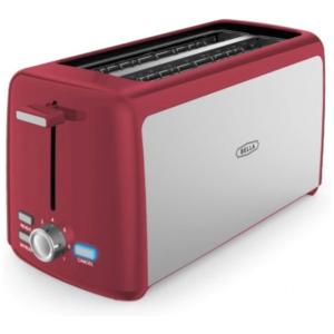 Torradeira Elétrica 2 Fatias com 7 Níveis de Tostagem, 110V 1400W, BELLA, Vermelha e Prata