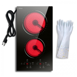 Cooktop Elétrico de 2 Bocas 110v com Cerâmica Radiante Embutido de 30 cm, Trava de Segurança, Temporizador - Prático e Seguro