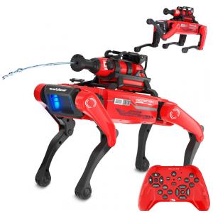 Cachorro robô bombeiro Dingdongwu vermelho, 30 ações, controle por voz e controle remoto, brinquedo interativo infantil