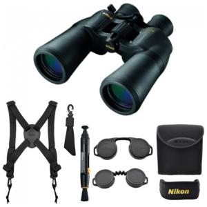 Binóculos 25x50 para Adultos com 3 Acessórios, Nikon Aculon A211, Preto