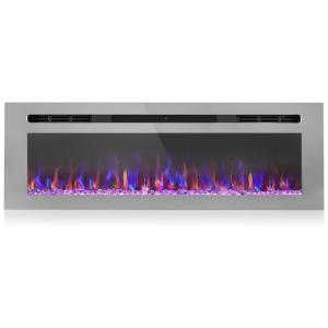 Lareira Elétrica de Embutir A44x152L com Controle Remoto, Temporizador e Chamas Multicolorida, 110V, LITSDFM, Espelhada