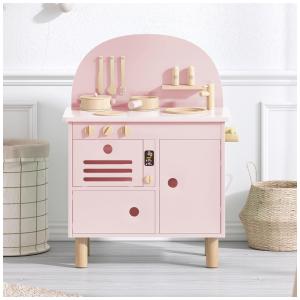 Cozinha Infantil Educativa em Madeira com Talheres e Utensílios Feitos de Madeira Maciça Suavemente Polida para Crianças Acima de 3 Anos