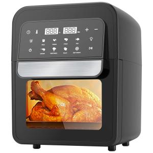 Fritadeira Elétrica AirFryer 6.5L de Capacidade e Painel de Controle Digital com 8 Predefinições, 1400W, 110v, IVEENY, Preto