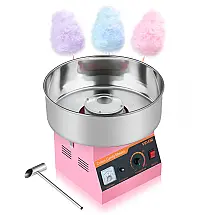 Máquina de Algodão Doce VEVOR 1000W Inox 38 cm Proteção Antiaquecimento Rosa 110V