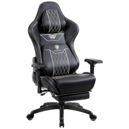 Cadeira Gamer Reclinável e Giratória com Apoio para Lombar, Cabeça e Pés, Dowinx, Preta