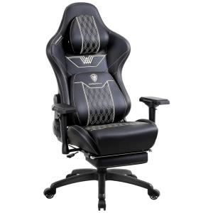 Cadeira Gamer Reclinável e Giratória com Apoio para Lombar, Cabeça e Pés, Dowinx, Preta