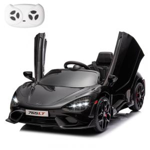 Carro Elétrico Infantil McLaren765LT MUKIDY Preto 12V, Controle Remoto, Música, Luzes LED, 3 Velocidades, Cinto Segurança, Modelo Licenciado