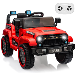 Carro Elétrico Infantil a Bateria com Controle Remoto, Suspensão de Mola e 3 Velocidades, 12V, GAOMON, Vermelho