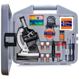 Kit de Microscópio para Crianças Ampliação 120X 1200X com 50 Peças, Play22, Branco