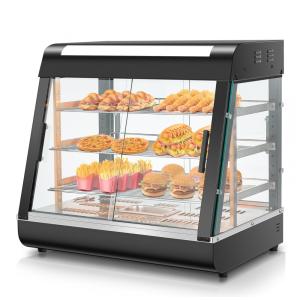 Expositor Aquecido Comercial 66 cm FOHERE Preto 3 Prateleiras LED Termostato Ajustável Removíveis 1200W 110V