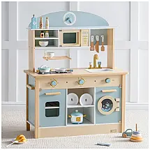 Cozinha Infantil em Madeira com Utensílios para Crianças Acima de 3 Anos, ROBUD WCF14, Azul