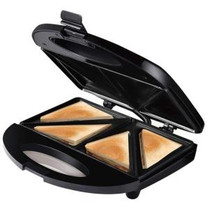 Sanduicheira Elétrica Antiaderente 2 Fatias, Aço Inox, 1500W, 110v, RAXINBANG, Preto