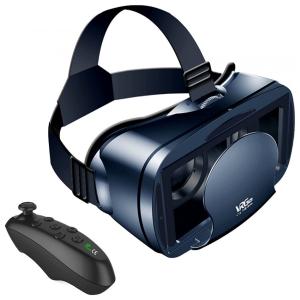 Budvibe Óculos de Realidade Virtual 3D com Fones de Ouvido e Controle Remoto para Celulares de até , Azul