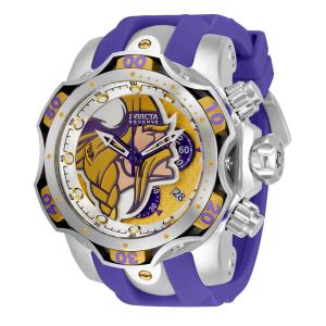 Relógio Masculino Invicta NFL Minnesota Vikings, Aço, Amarelo, Roxo 33059