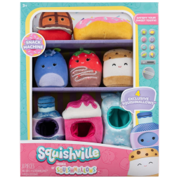 Kit 4 Pelúcias Squishmallows de 5 cm e 4 Fantasias para Crianças, Squishville SQM0551, Colorido