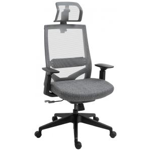 Cadeira de Escritório Ergonômica e Assento Ajustável até 136 KG, Vinsetto, Cinza
