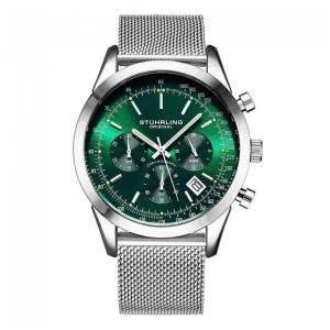 Relógio Masculino Stuhrling Rialto Quartzo 44mm com Cronográfo, Prata e Verde