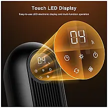 Aquecedor Elétrico Portátil com Controle Remoto e Temporizador, 1500W, 110v, TUMISUE, Preto
