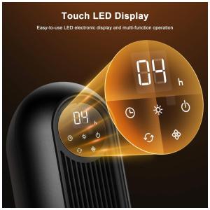 Aquecedor Elétrico Portátil com Controle Remoto e Temporizador, 1500W, 110v, TUMISUE, Preto