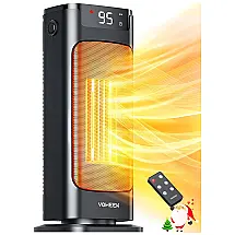 Aquecedor Elétrico de Cerâmica com Controle e Temporizador, 1500W 110V, Voweek, Preto