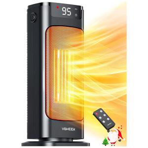 Aquecedor Elétrico de Cerâmica com Controle e Temporizador, 1500W 110V, Voweek, Preto