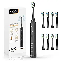 Escova de Dentes Elétrica com 3 Modos e Temporizador Inteligente e Carregamento USB, MORNWELL D02B, Preto