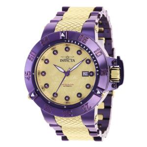 Relógio Masculino Automático Subaqua Noma III de Diamante de 0,05 quilates com Mostrador Meteorito, Invicta 39069, Roxo e Dourado